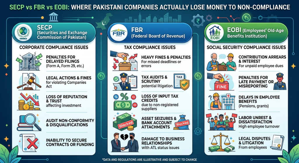 SECP vs FBR vs EOBI: Where Pakistani Companies Actually Lose Money to Non-Compliance 1785377598124